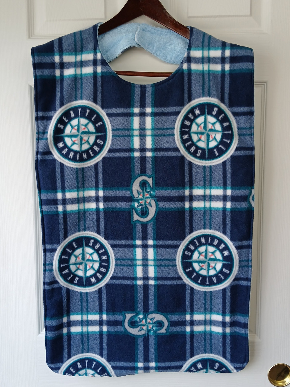 Handmade Adult Bib flannel terry cloth single patch hook-loop closure 34"x19.5"